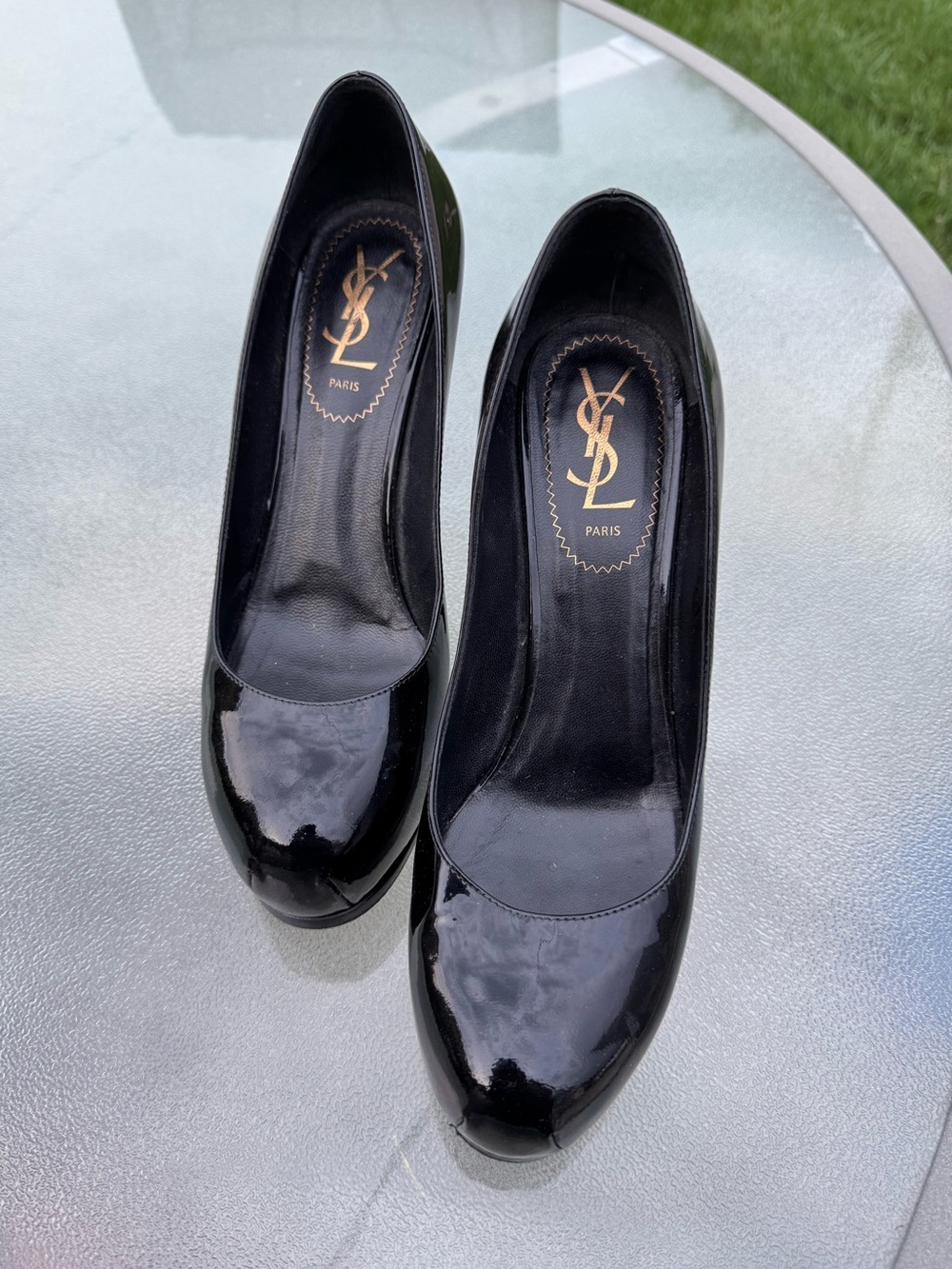 YSL Black Patent Platform Pump - Women Shoes
